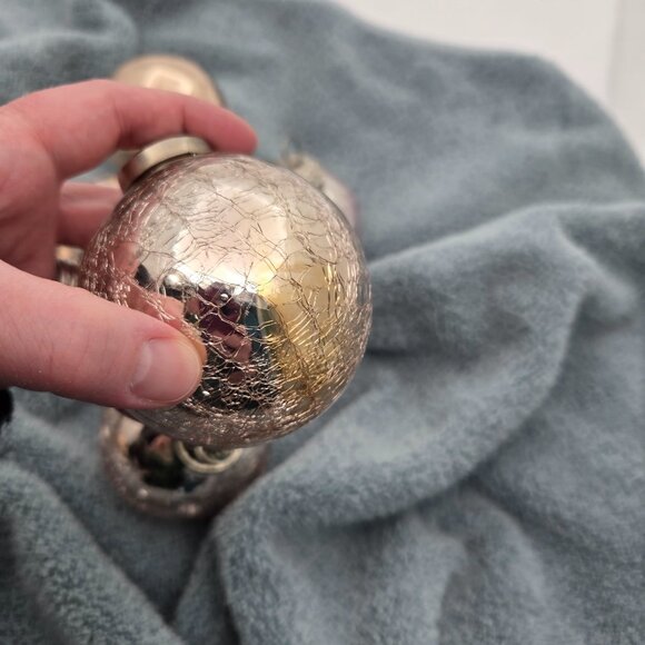 Rare! Set of 10 Rose Gold Kugel Style Crackle Mercury Glass Ornaments - Heirloom - Picture 4 of 10